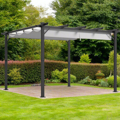 Outsunny 3x3(m) Pergola Gazebo Sun Shade Shelter Aluminium Garden Canopy, Grey