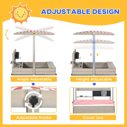 Kids Wooden Sandbox w/ Canopy