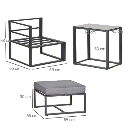 5-Piece Garden Conversation Set Sun Lounger 2 Footstools End Table with Cushions