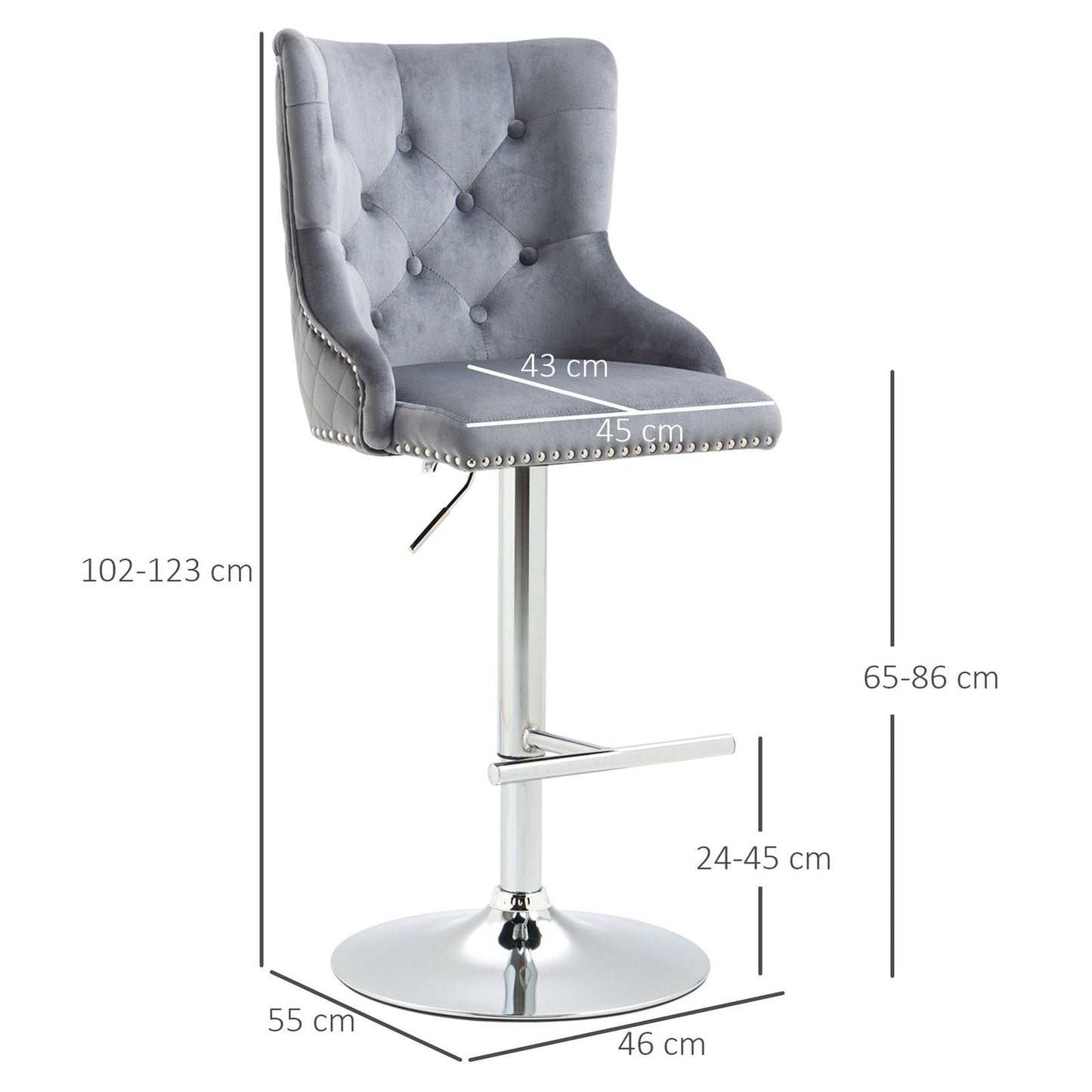 Modern Adjustable Bar Stools Set of 2