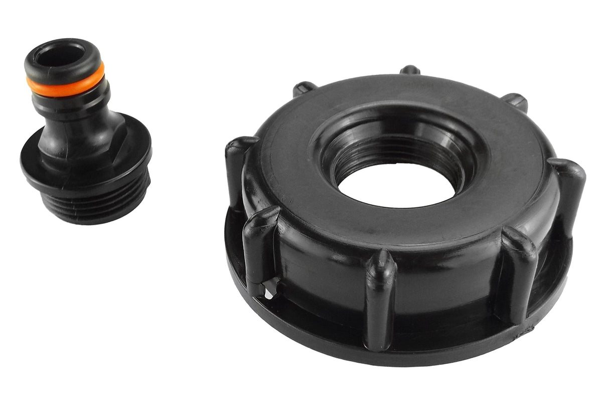 IBC 2” S60X6 Cap with Male Quick Connector Black