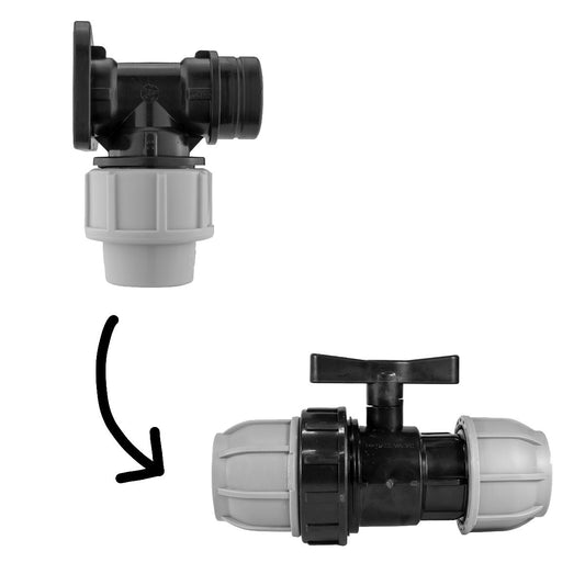 Wall Flange Kit 20mm MDPE With In-Line Valve