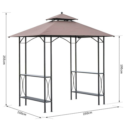 2.5 x 1.5m BBQ Tent Canopy Patio Outdoor Awning Gazebo Party Sun Shelter - Coffee