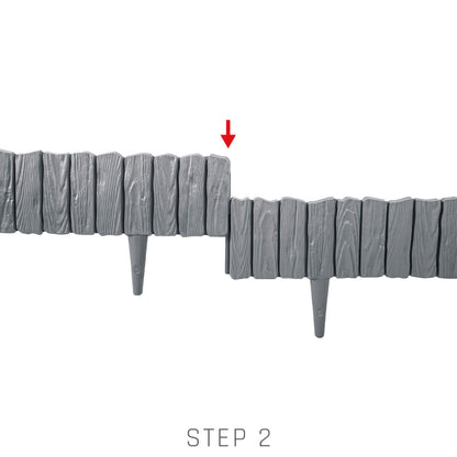 Lawn Edging, Plastic Palisade Wood Effect, 2.32m, Gray