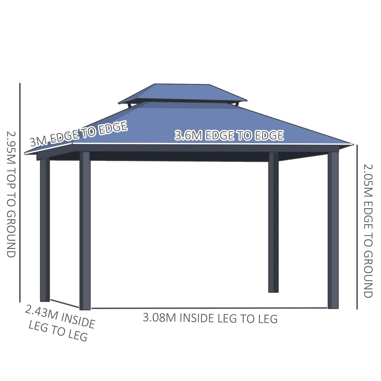 Outdoor 3.6 x 3M Gazebo Cabana w/ Steel Frame & Net Sidewalls for Privacy