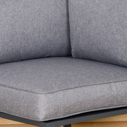 5-Piece Garden Conversation Set Sun Lounger 2 Footstools End Table with Cushions