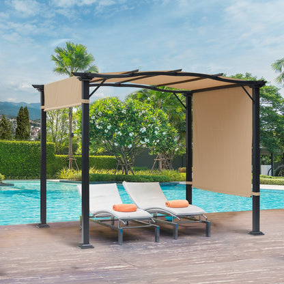 Outdoor Retractable Pergola Garden Gazebo with Two Adjustable Side Canopy Overhead Sun Shade Backyard Canopy Cover