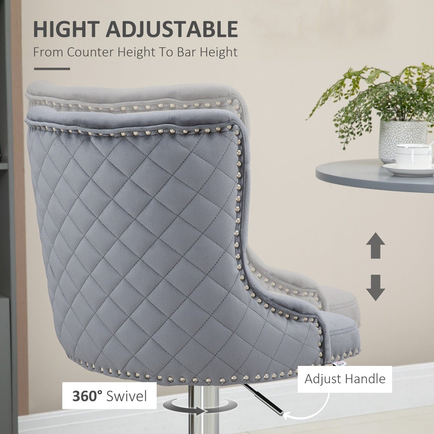 Modern Adjustable Bar Stools Set of 2