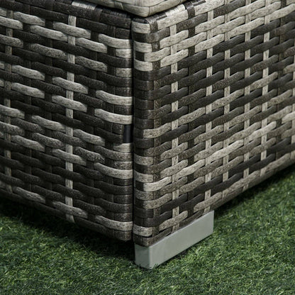 6 PC Rattan Sofa Coffee Table Set Sectional Wicker Weave Furniture for Garden Outdoor Conservatory w/ Pillow Cushion Grey