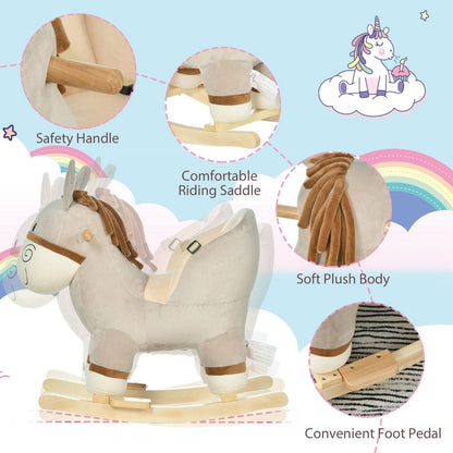 Toddlers Donkey Plush Rocking Ride On w/ Sound Grey