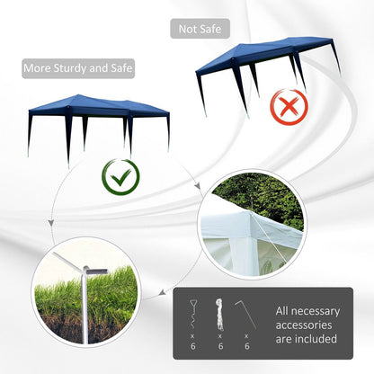 Outsunny 3 X 6M Garden Pop Up Gazebo Height Adjustable Marquee Party Tent Wedding Water Resistant Awning Canopy With Free Storage Bag Blue