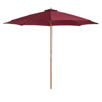 3M Fir Wooden Parasol Garden Umbrellas 8 Ribs Bamboo Sun Shade Patio Outdoor Umbrella Canopy