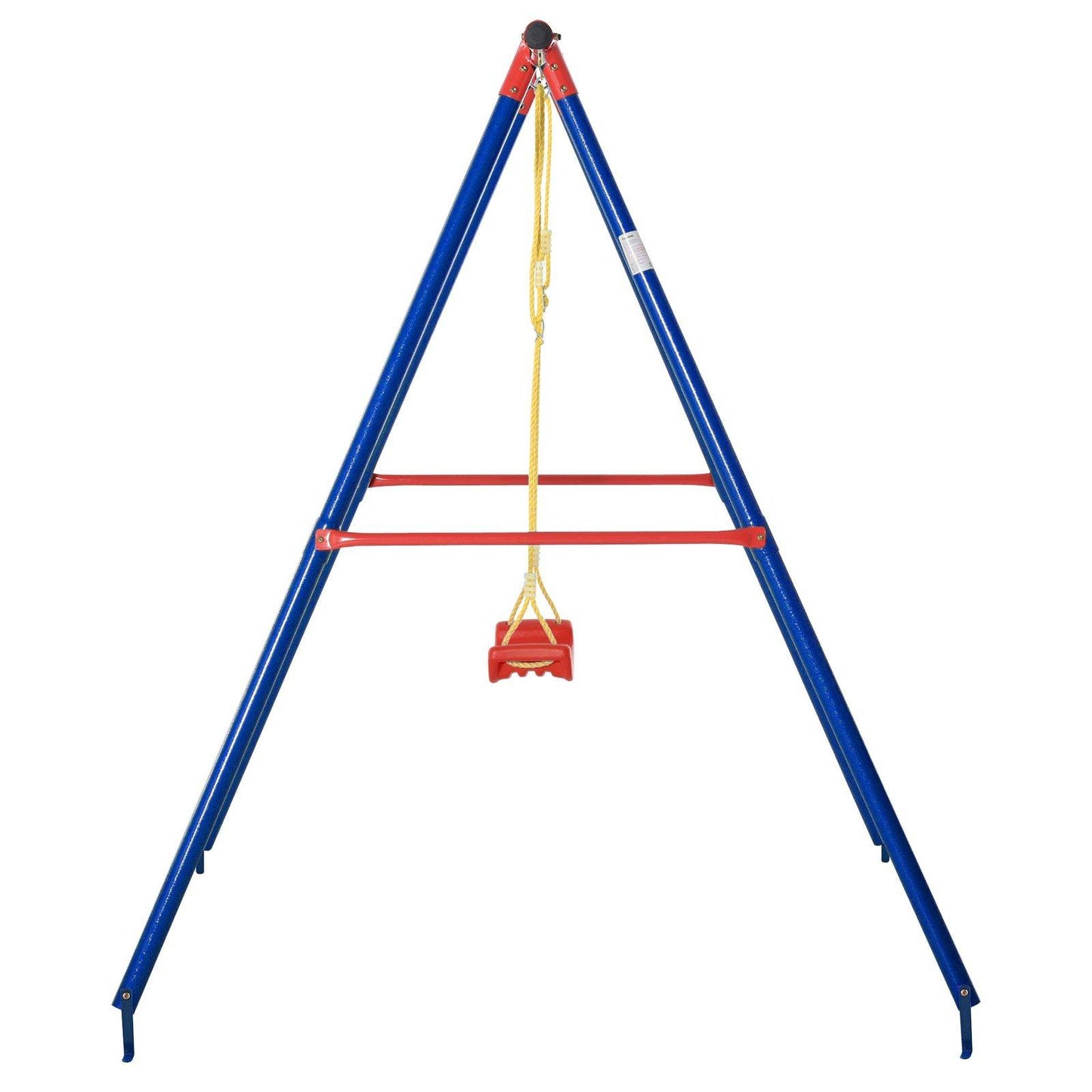 Metal Swing Set With Adjustable Rope Heavy Duty A-Frame Stand Outdoor Playset