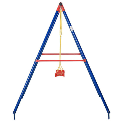 Metal Swing Set With Adjustable Rope Heavy Duty A-Frame Stand Outdoor Playset