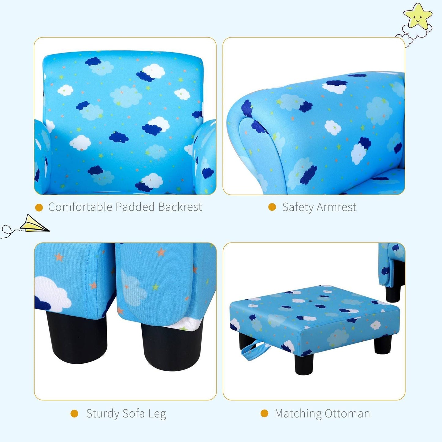 Kids Star and Cloud Armchair